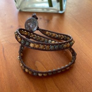 HANDMADE ** Brown stone wrap bracelet **